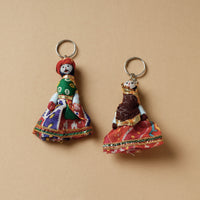 Rajasthani Puppet Couple Handmade Keychain 