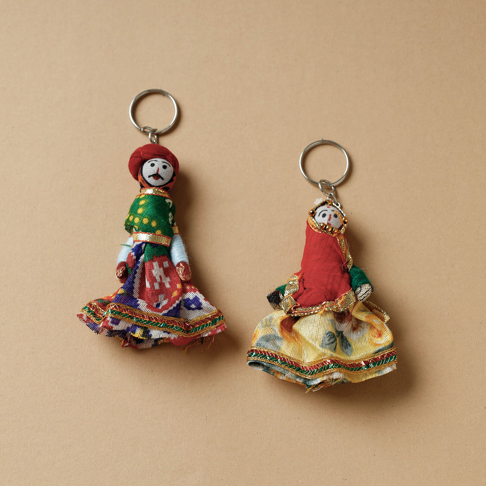 Rajasthani Puppet Couple Handmade Keychain