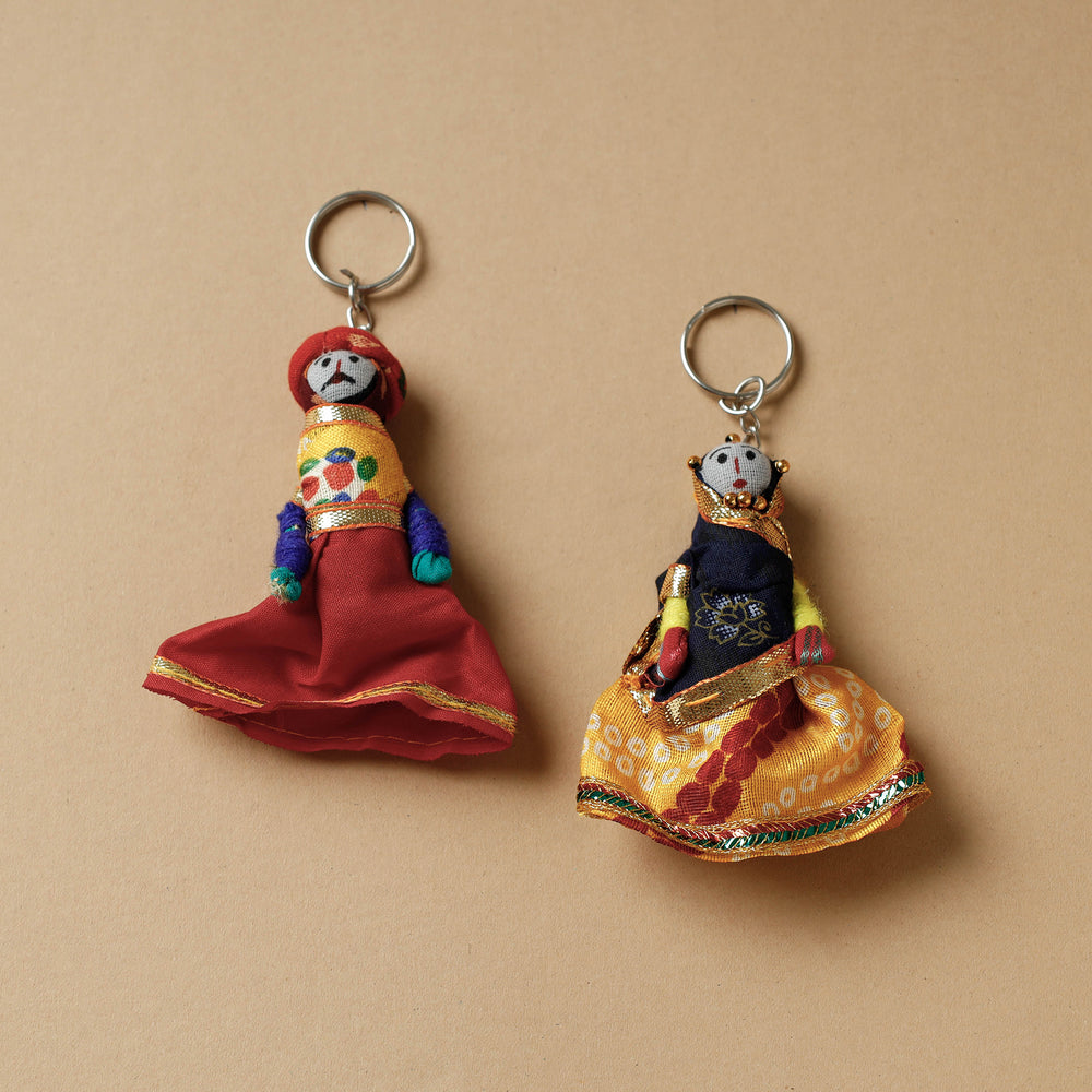 Rajasthani Puppet Couple Handmade Keychain (Set of 2)