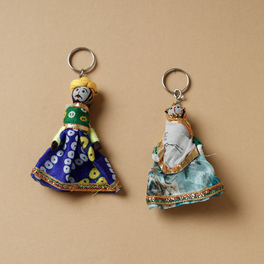 Rajasthani Puppet Couple Handmade Keychain (Set of 2)