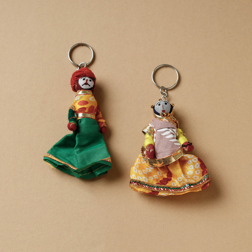 Rajasthani Puppet Couple Handmade Keychain