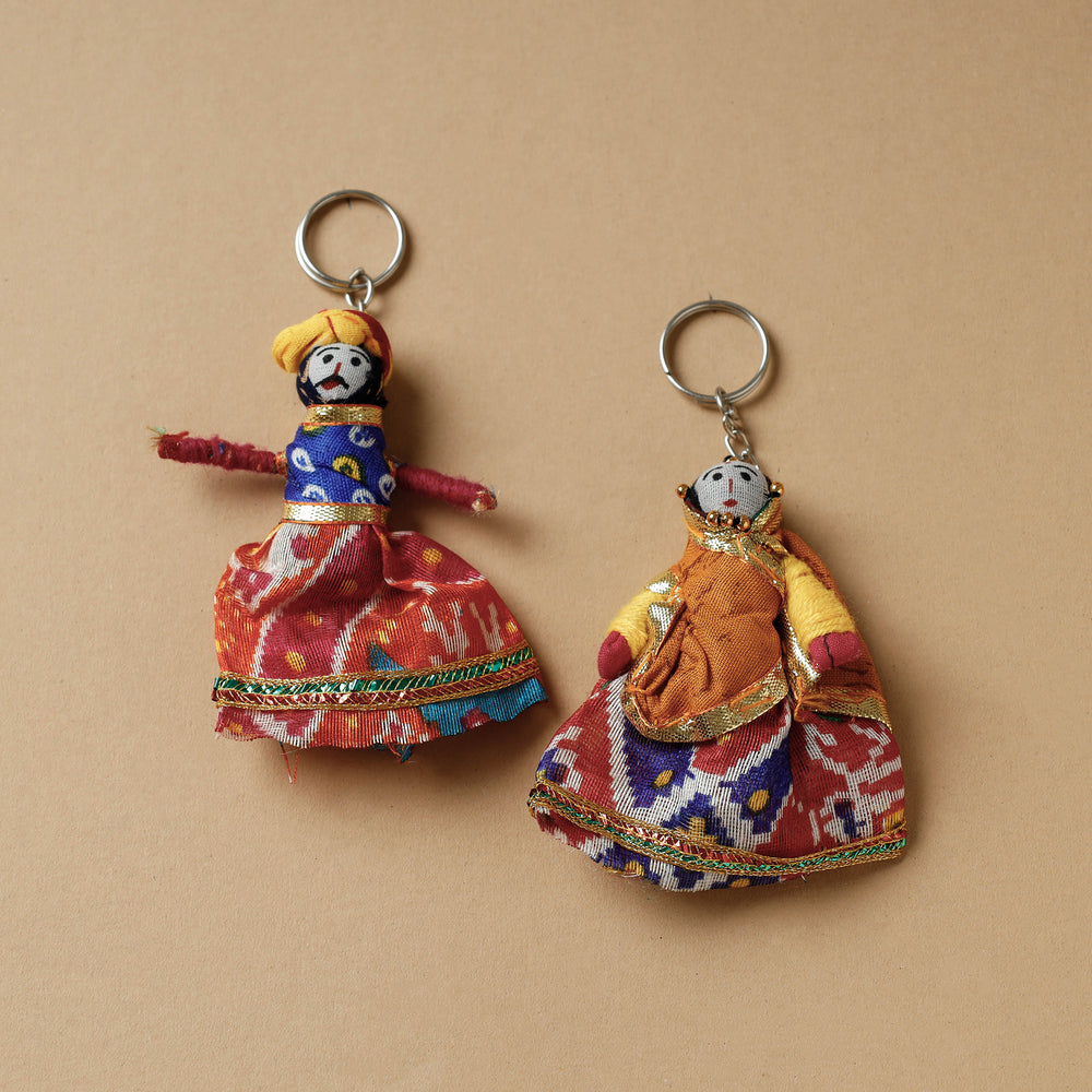 Rajasthani Puppet Couple Handmade Keychain 