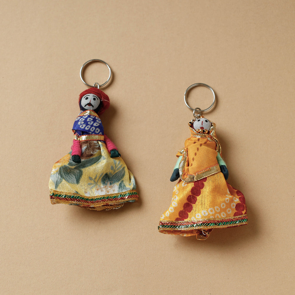 Rajasthani Puppet Couple Handmade Keychain