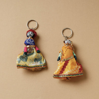 Rajasthani Puppet Couple Handmade Keychain (Set of 2)