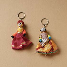  Rajasthani Puppet Couple Handmade Keychain (Set of 2) 