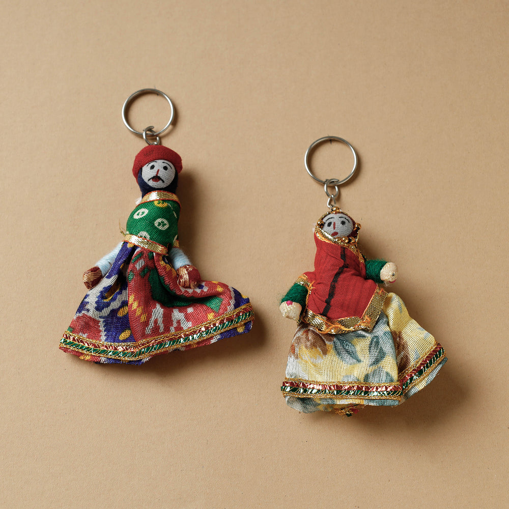 Rajasthani Puppet Couple Handmade Keychain 