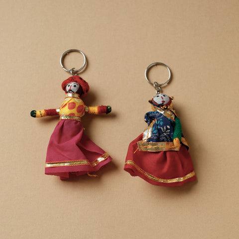  Rajasthani Puppet Couple Handmade Keychain (Set of 2) 