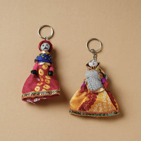  Rajasthani Puppet Couple Handmade Keychain (Set of 2) 