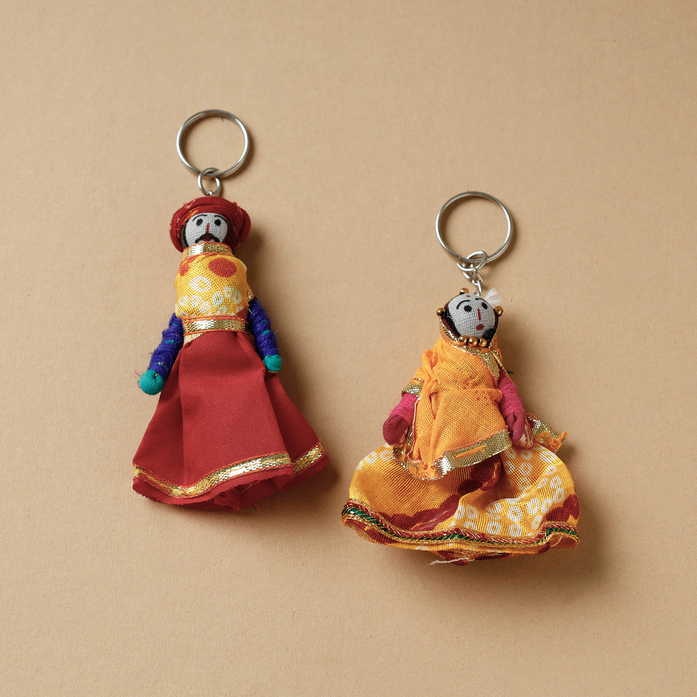 Rajasthani Puppet Couple Handmade Keychain (Set of 2)