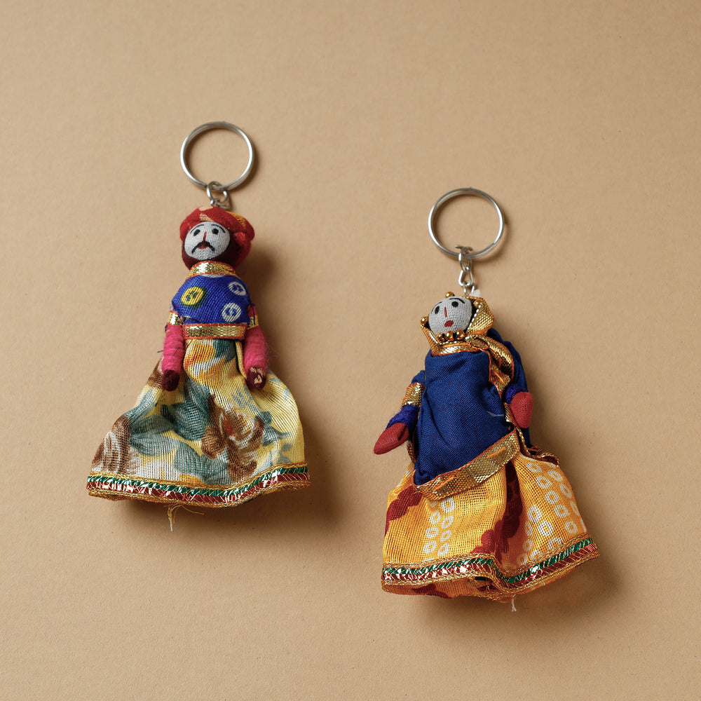 Rajasthani Puppet Couple Handmade Keychain (Set of 2)