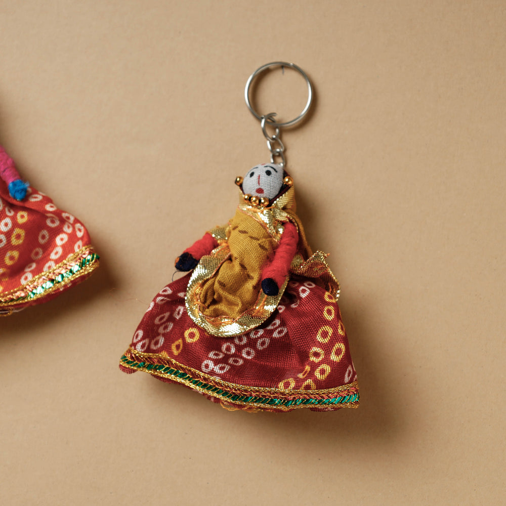 Rajasthani Puppet Couple Handmade Keychain (Set of 2)