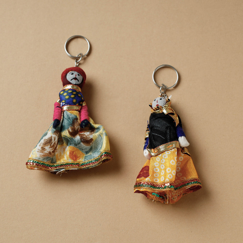 Rajasthani Puppet Couple Handmade Keychain