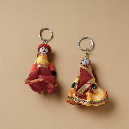 Rajasthani Puppet Couple Handmade Keychain (Set of 2)