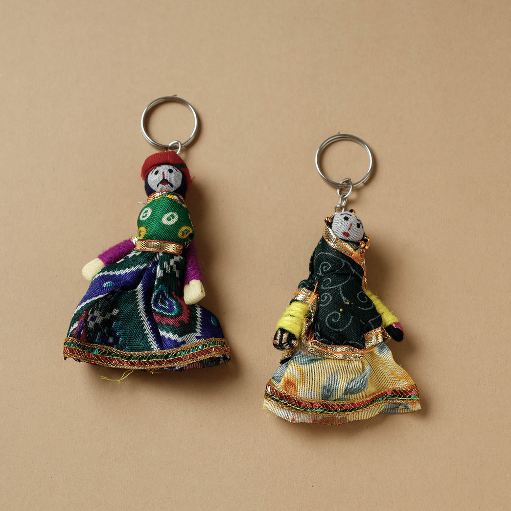 Rajasthani Puppet Couple Handmade Keychain (Set of 2)