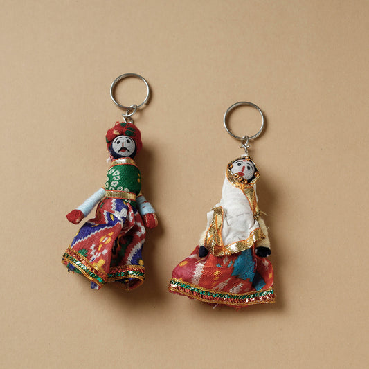 Rajasthani Puppet Couple Handmade Keychain (Set of 2)