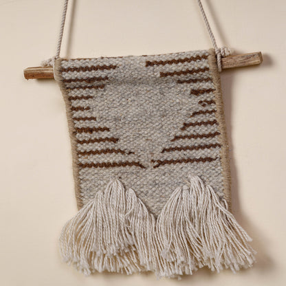 Bhadohi Handwoven Wool Geometric Fringed Wall Hanging