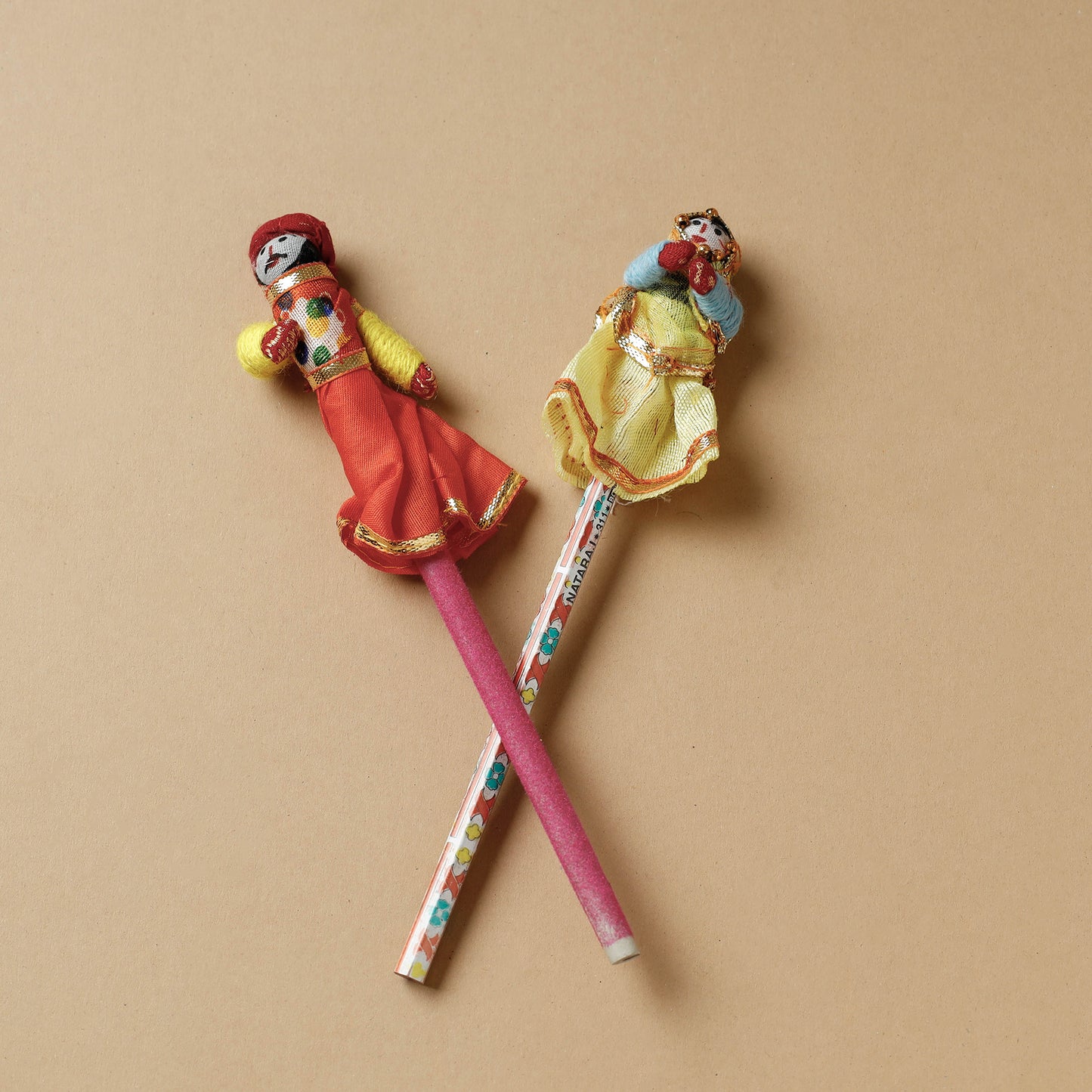 Rajasthani Puppet Couple Handmade Pencils (Set of 2)