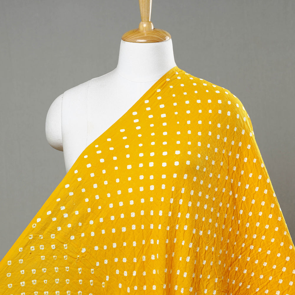 Mustard Yellow - Kutch Tie-Dye Mul Cotton Bandhani Fabric 09