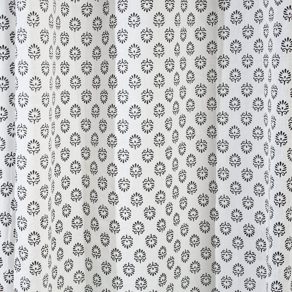 White - Hand Block Printed Cotton Door Curtain (7 x 3.5 Feet) (Single Piece)