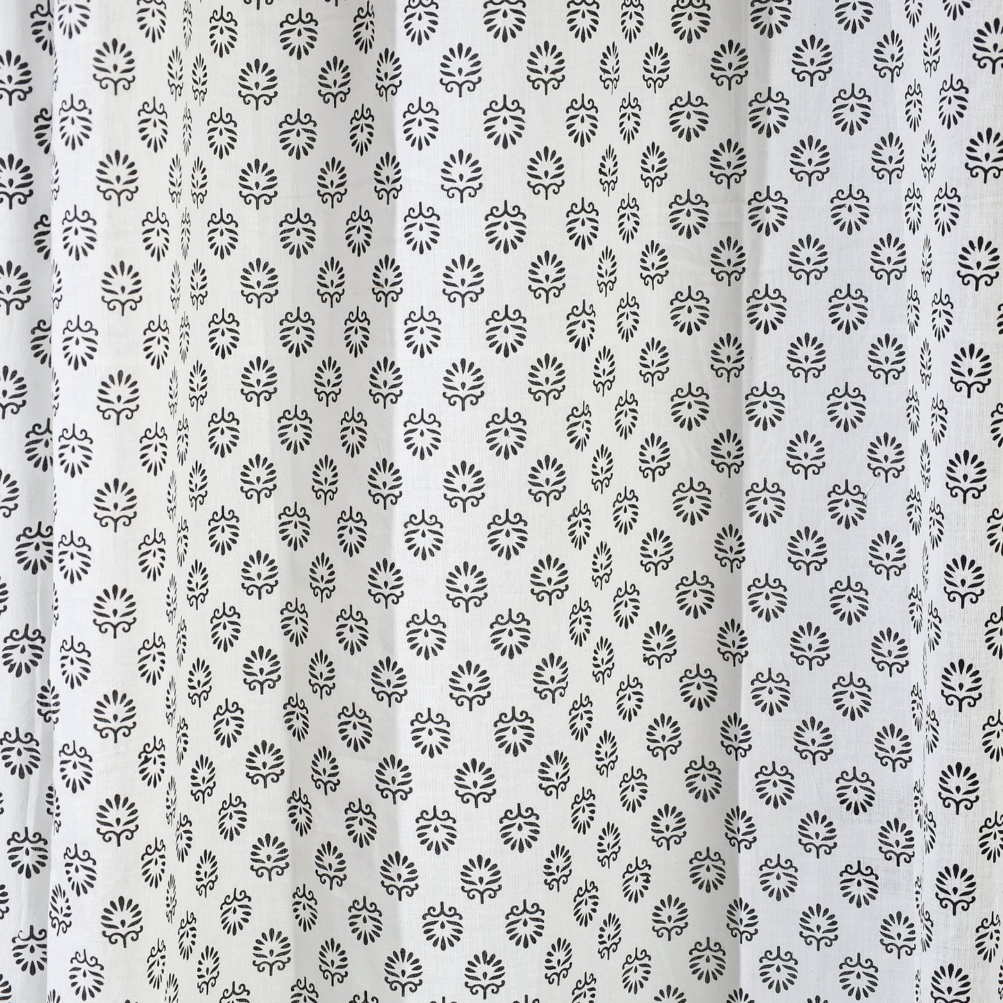 White - Hand Block Printed Cotton Door Curtain (7 x 3.5 Feet) (Single Piece)