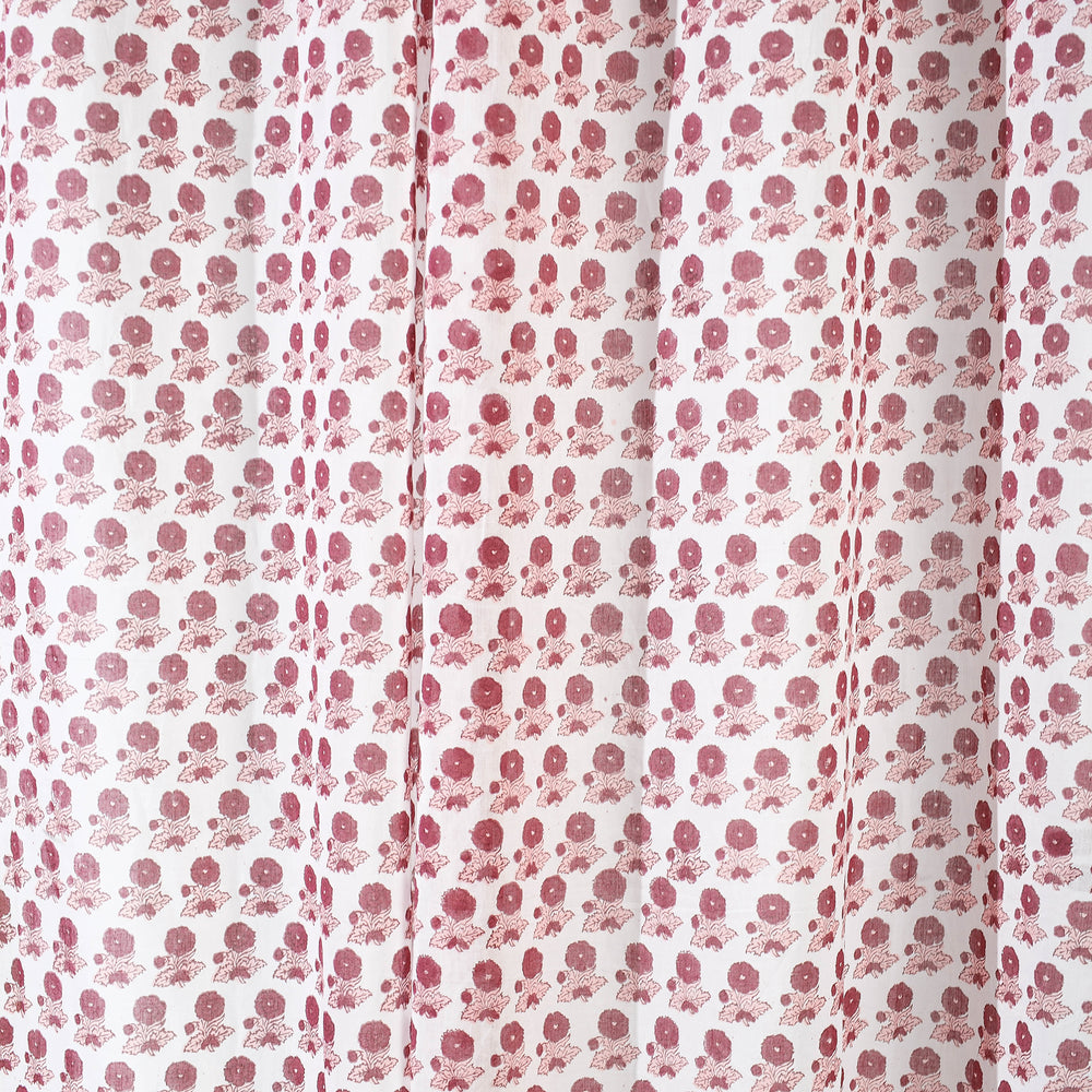 Red - Pink - Sanganeri Block Printed Cotton Door Curtain (7 x 3 Feet) (Single Piece)