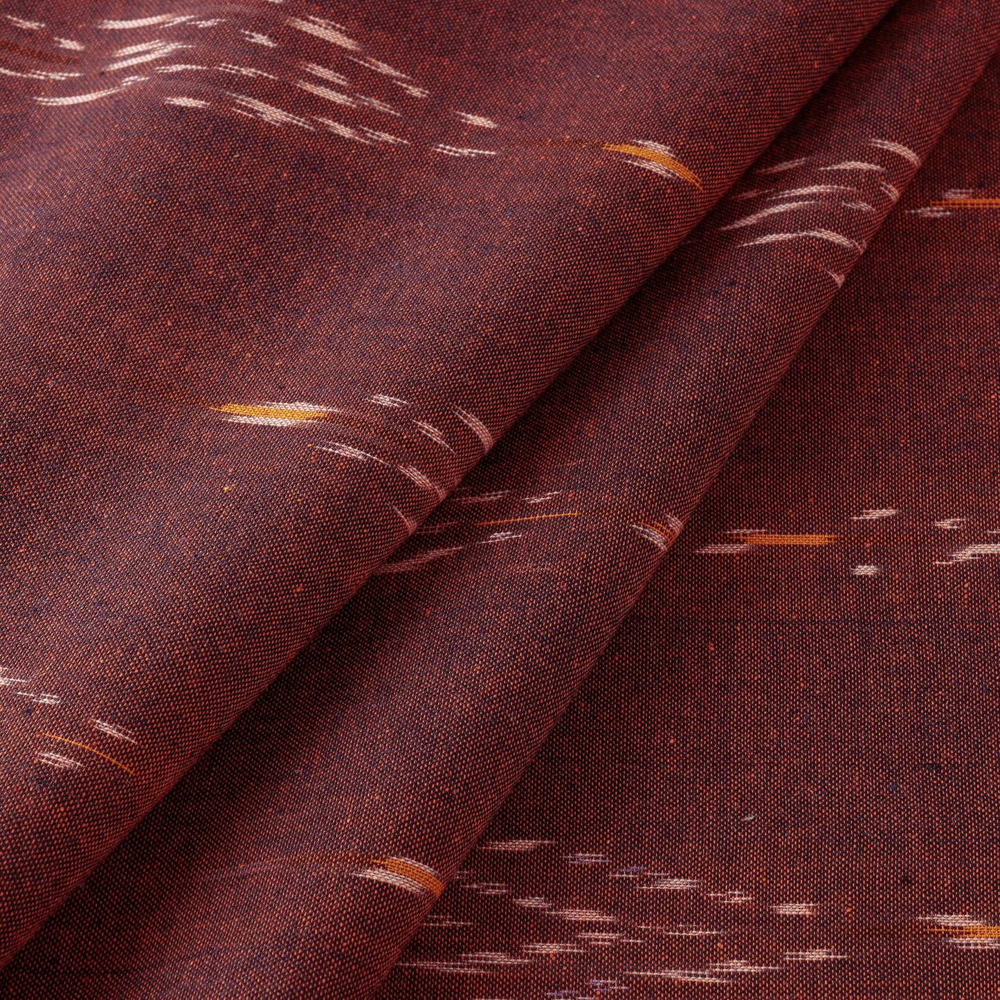 Reddish Brown Pochampally Ikat Weave Pure Cotton Fabric
