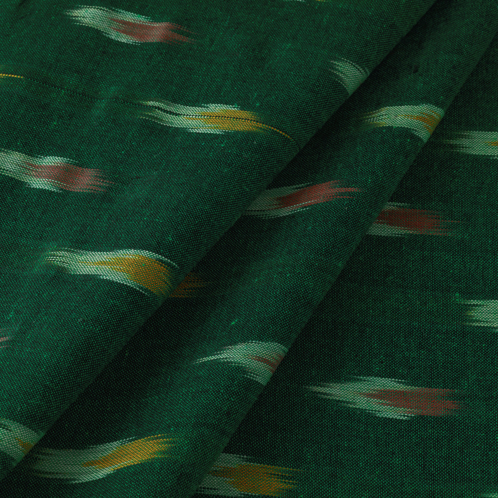 Butta's On Emerald Green Pochampally Ikat Weave Pure Cotton Fabric