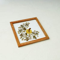 Flower Art Work Wooden Square Coaster