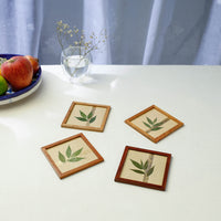 Bamboo Art Work Wooden Square Coasters (Set of 4)