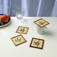 Bamboo Art Work Wooden Square Coasters (Set of 4)