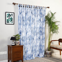 Blue - Shibori Tie-Dye Cotton Door Curtain - Set of 2 (6.6 x 4 feet)