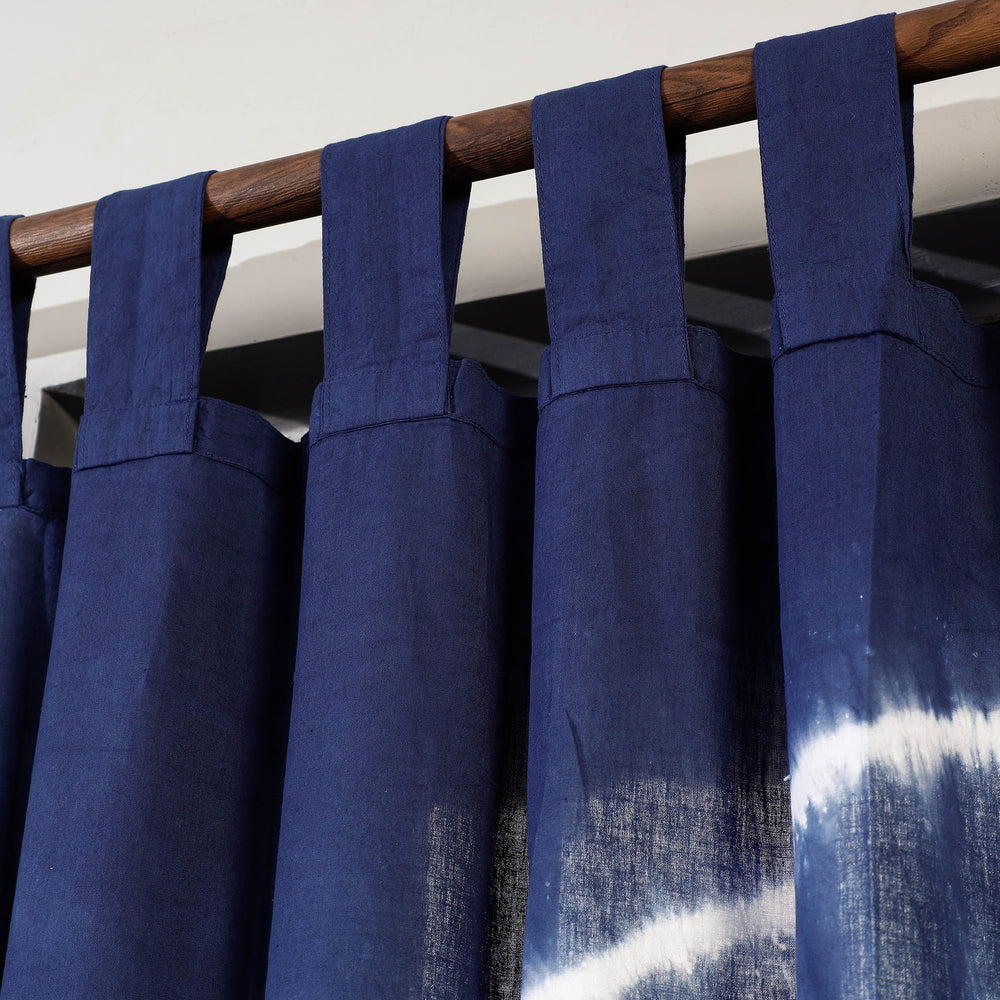 Blue - Shibori Tie-Dye Cotton Door Curtain - Set of 2 (6.6 x 4 feet)