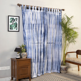 Blue - Shibori Tie-Dye Cotton Door Curtain - Set of 2 (6.6 x 4 feet)