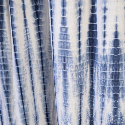 Blue - Shibori Tie-Dye Cotton Door Curtain - Set of 2 (6.6 x 4 feet)
