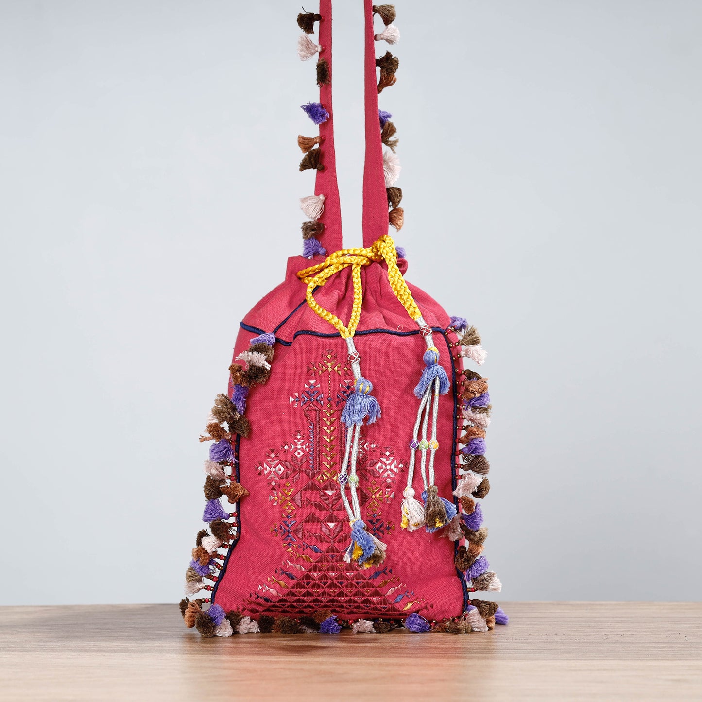Pink - Soof Hand Embroidery Sling Potli Bag