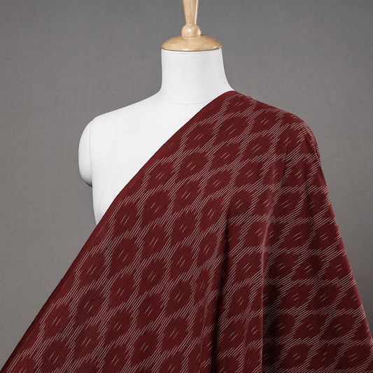 Aesthetic Maroon Patterned Pochampally Ikat Weave Cotton Fabric