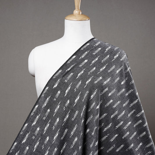 Thin Line Butti's On Grey Pochampally Ikat Weave Cotton Fabric