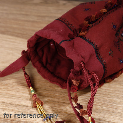 Maroon - Soof Hand Embroidery Sling Potli Bag