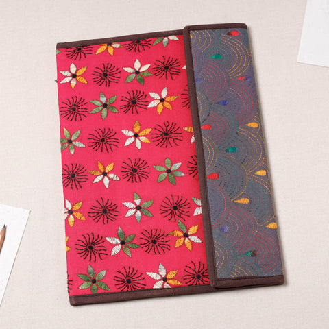 Pink Bengal Kantha Work Handcrafted File Folder 