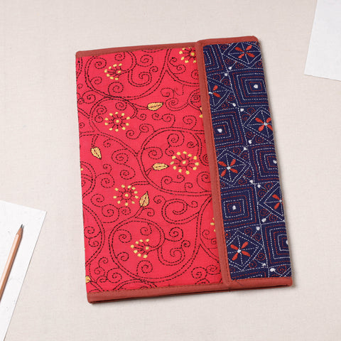 Red Bengal Kantha Work Handcrafted File Folder 