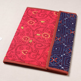Red Bengal Kantha Work Handcrafted File Folder 