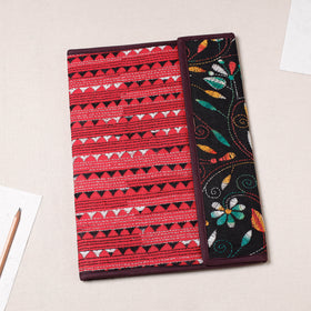 Red Bengal Kantha Work Handcrafted File Folder 