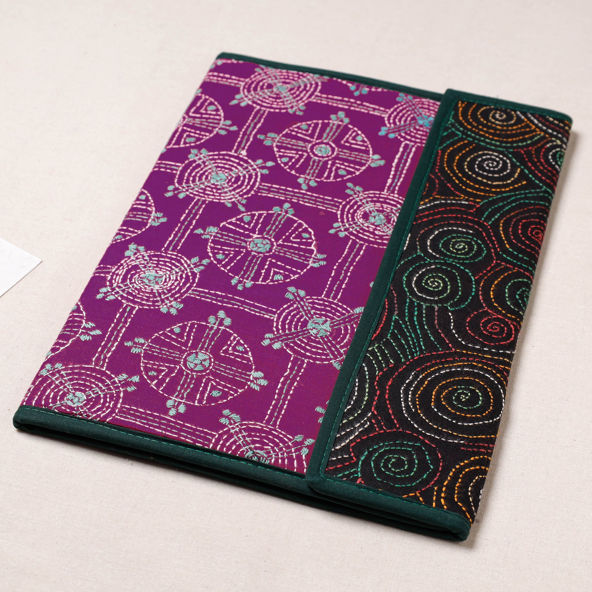 Purple Bengal Kantha Work Handcrafted File Folder 