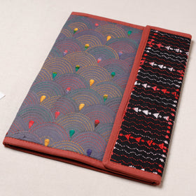 Grey Bengal Kantha Work Handcrafted File Folder 