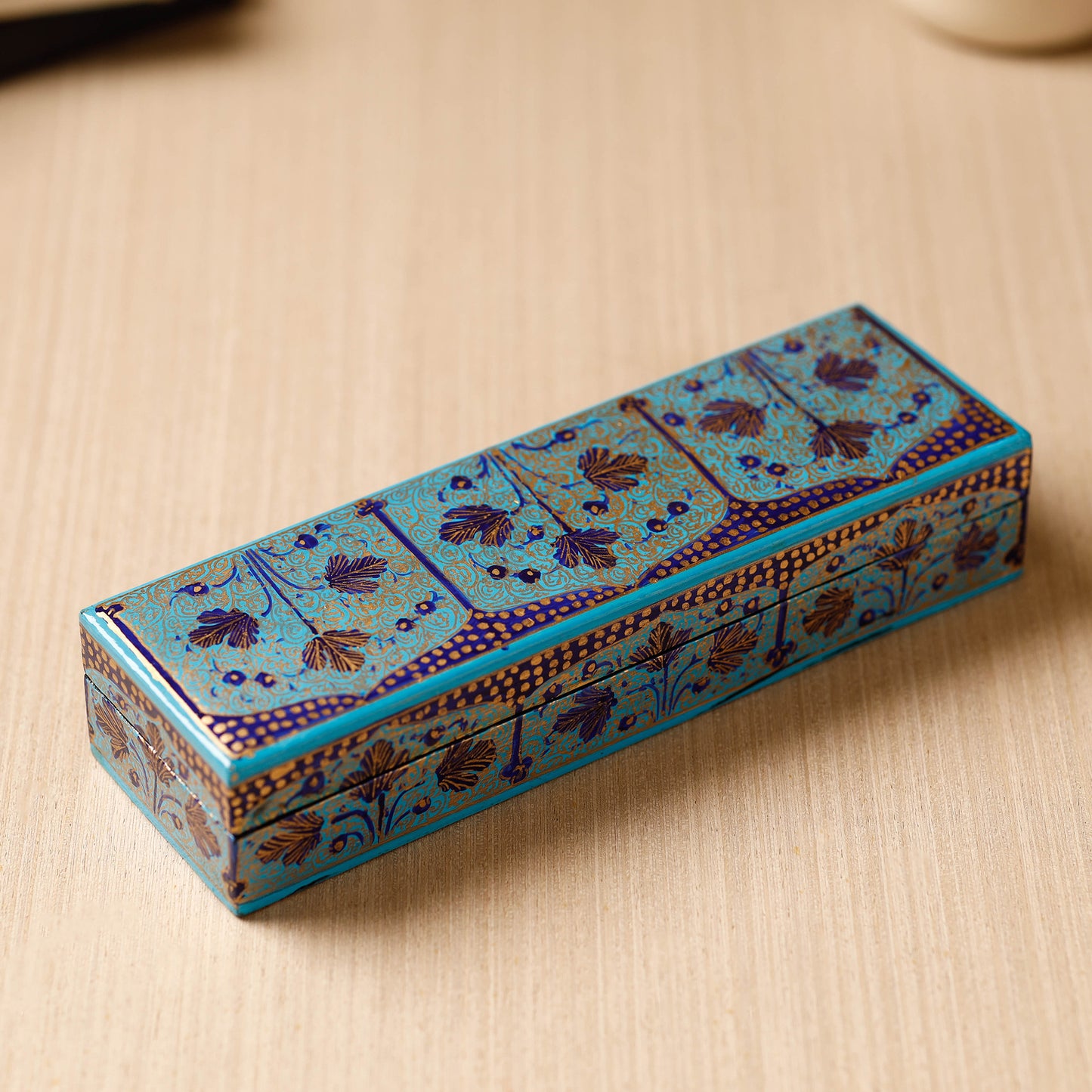 Kashmiri Handpainted Wooden Pencil Box