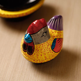 Cock - Kashmiri Handpainted Papier Mache Yellow Multipurpose Boxes (Set of 3 - Small, Medium, Large)