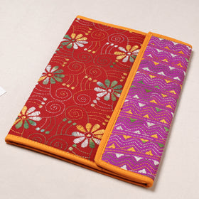Red Bengal Kantha Work Handcrafted File Folder 