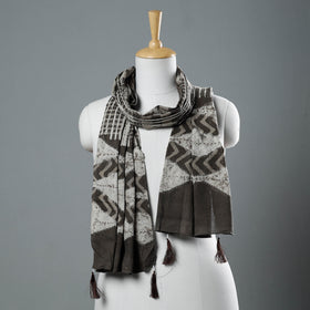 Buy Brown Bagru Block Print Tagai Work Cotton Stole