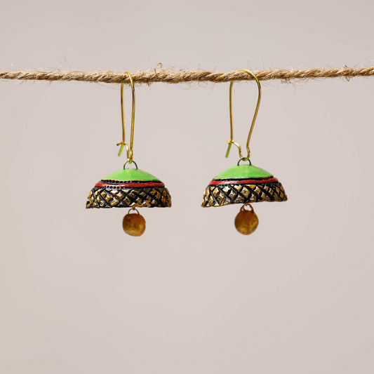 Bishnupur Handpainted Dome Shape Terracotta Earrings
