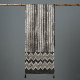  Bagru Block Printed Tagai Work Cotton Stole with Tassels 